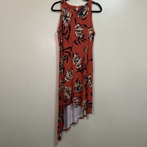 Madison Women's Size L Asymmetric Hem Maxi Dress Sleeveless Floral Design BOHO - Picture 1 of 5